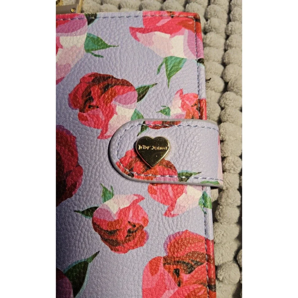 Preloved Betsey Johnson Flap Wallet Lavender  with rose floral pattern